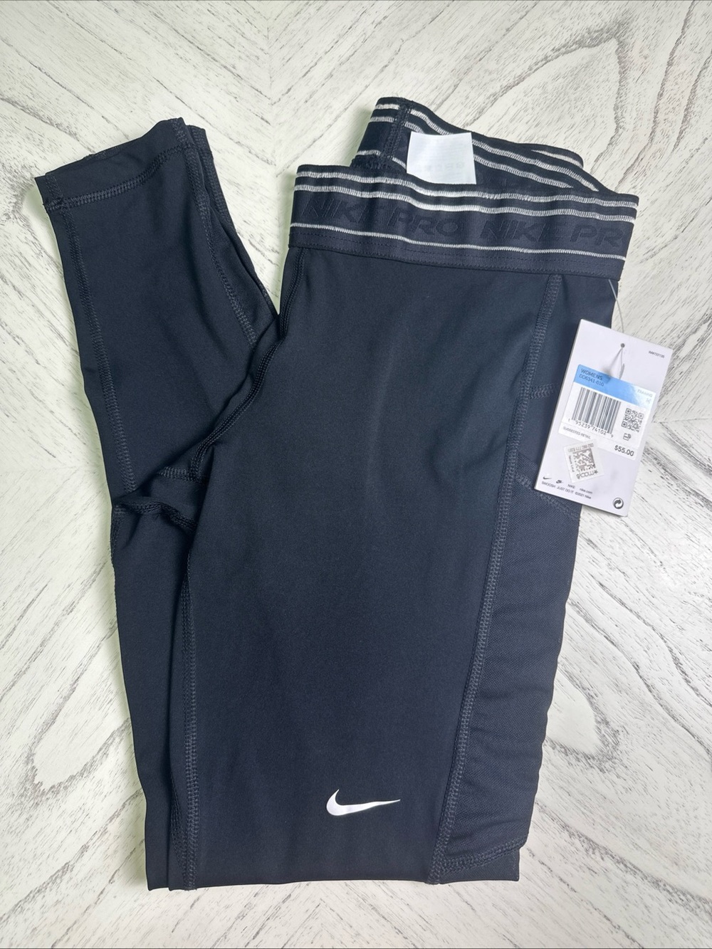 Nike Black Athletic Leggings with White Swoosh